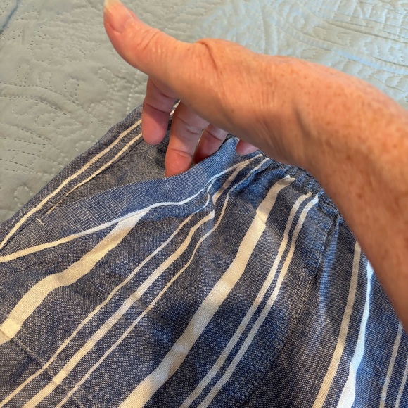 Nautica Blue and White Striped Linen Blend Athletic Shorts - Picture 3 of 10